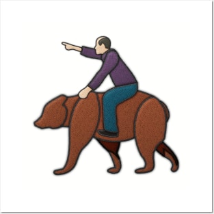 Man Riding Bear Posters and Art